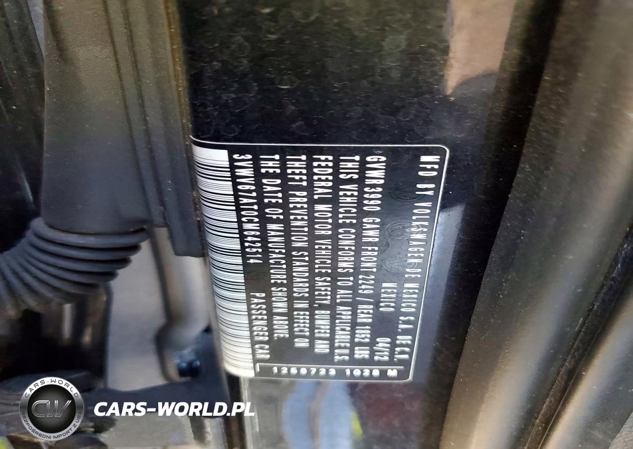 2012 Volkswagen Beetle Turbo VIN:3VWV67AT0CM642514 - 12