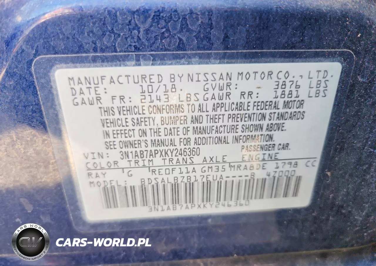 2019 Nissan Sentra S VIN:3N1AB7APXKY246360 - 12