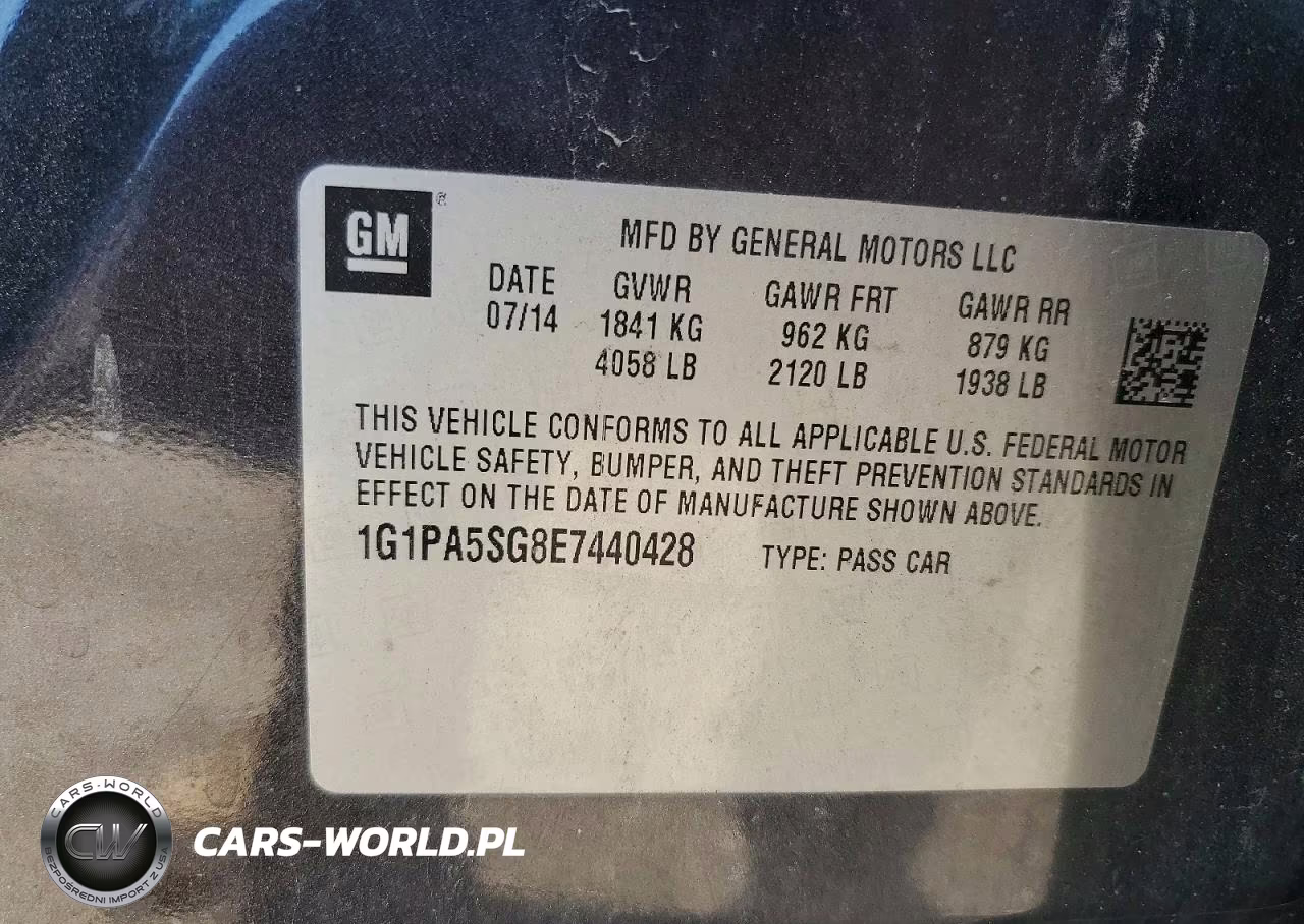 2014 Chevrolet Cruze Ls VIN:1G1PA5SG8E7440428 - 12