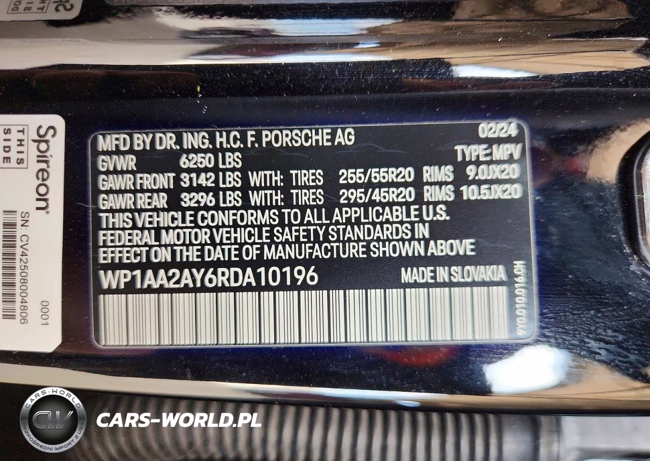 2024 Porsche Cayenne VIN:WP1AA2AY6RDA10196 - 14