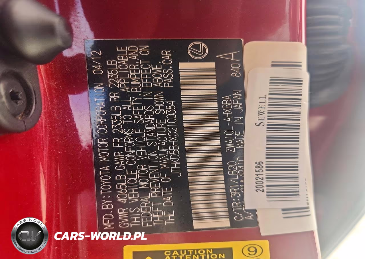 2012 Lexus Ct 200 VIN:JTHKD5BHXC2100384 - 12
