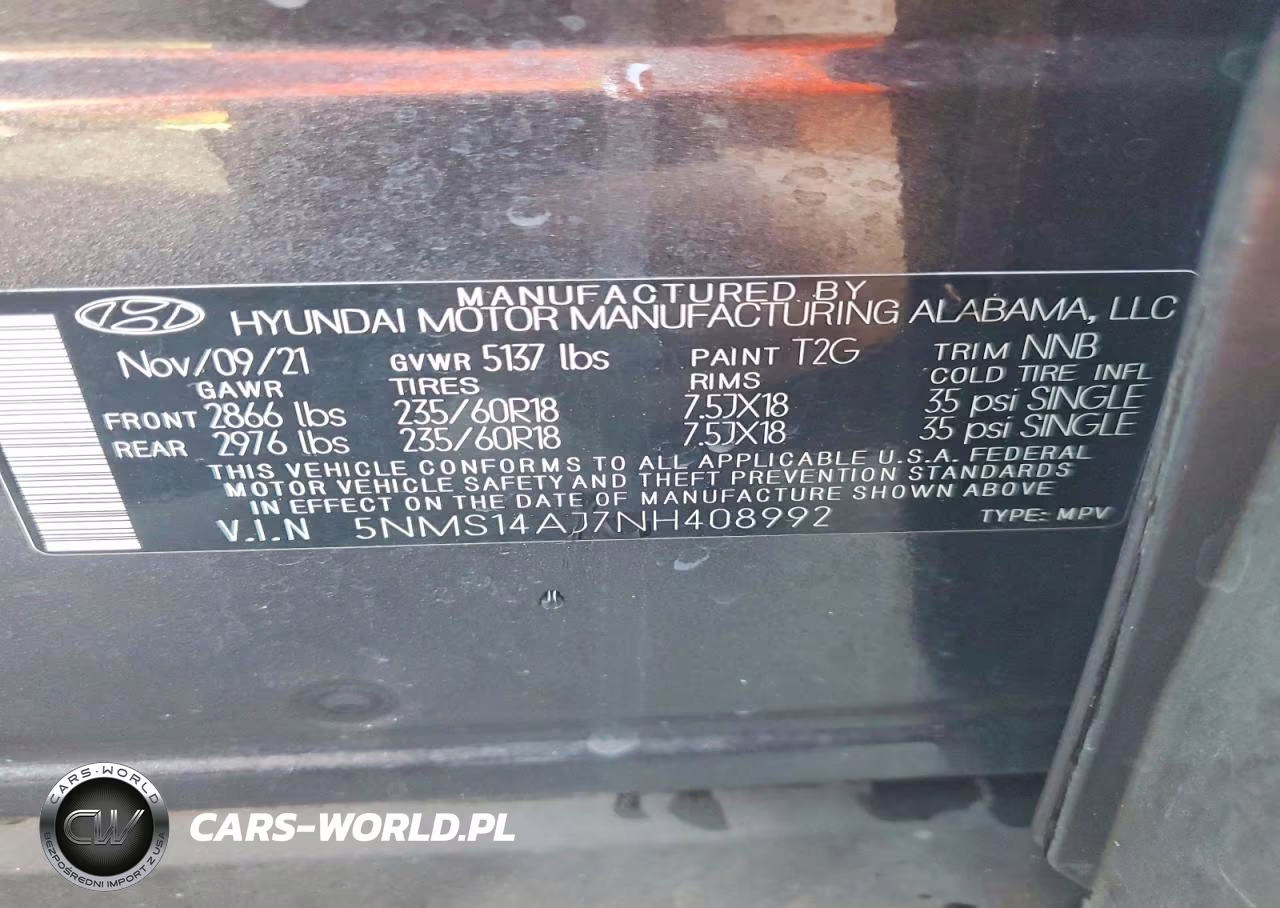 2022 Hyundai Santa Fe Se VIN:5NMS14AJ7NH408992 - 13