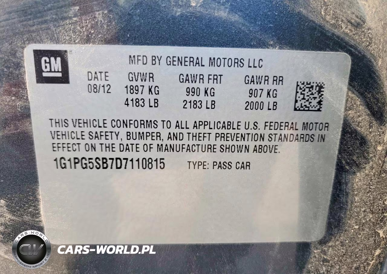 2013 Chevrolet Cruze Ltz VIN:1G1PG5SB7D7110815 - 12