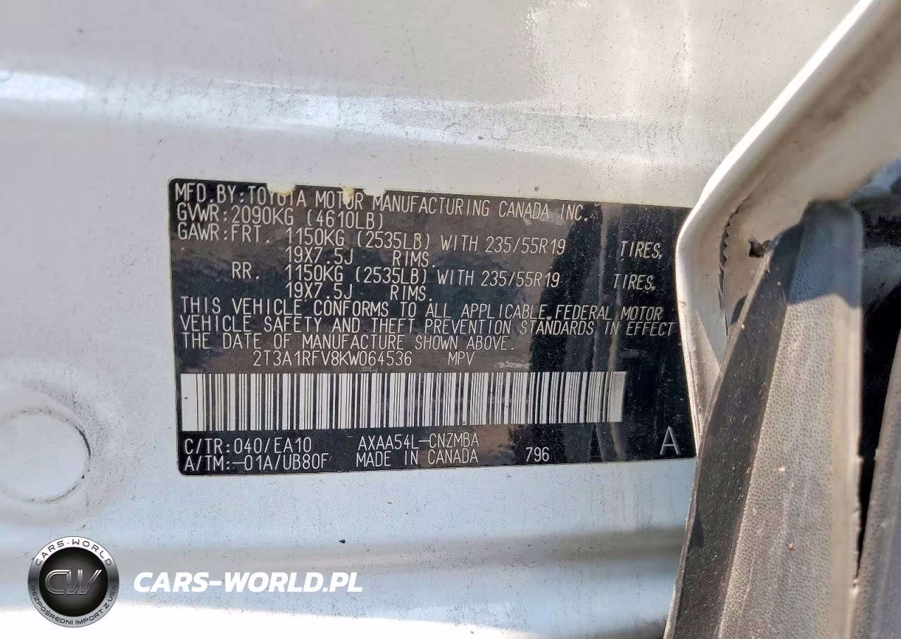 2019 Toyota Rav4 Xle Premium VIN:2T3A1RFV8KW064536 - 13