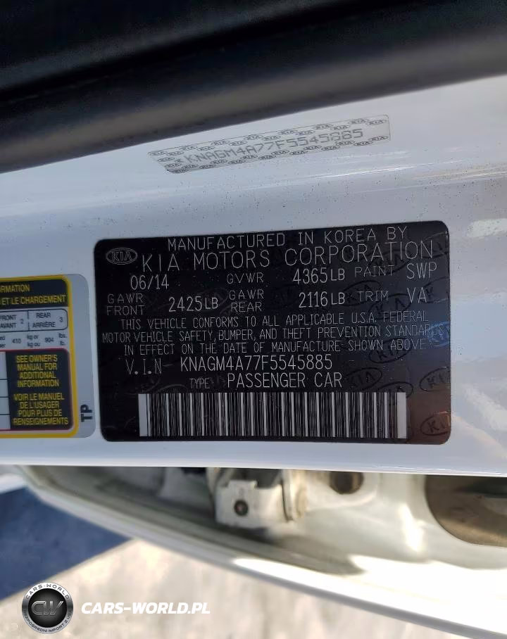 2015 Kia Optima Lx VIN:KNAGM4A77F5545885 - 12
