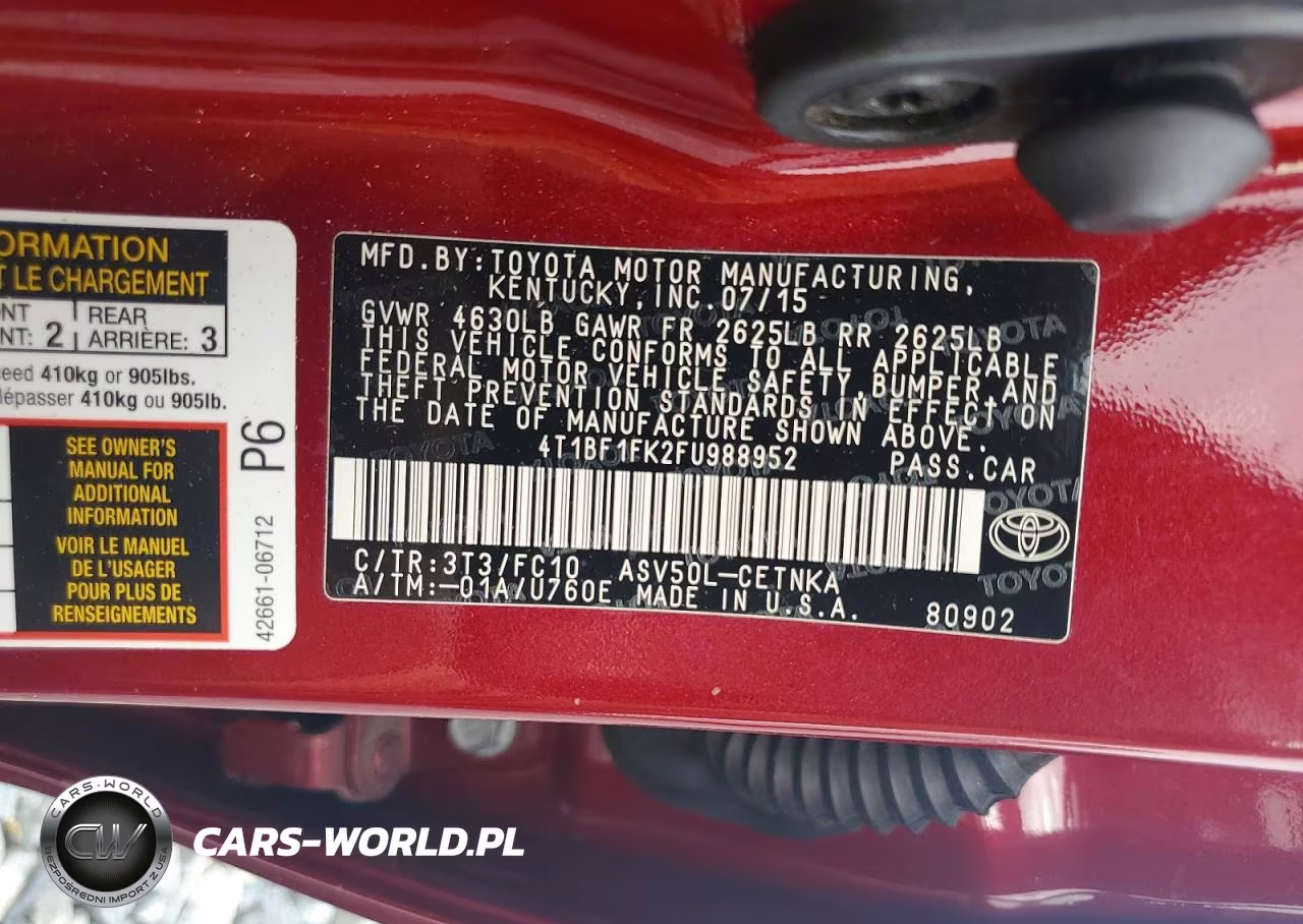 2015 Toyota Camry Le VIN:4T1BF1FK2FU988952 - 12