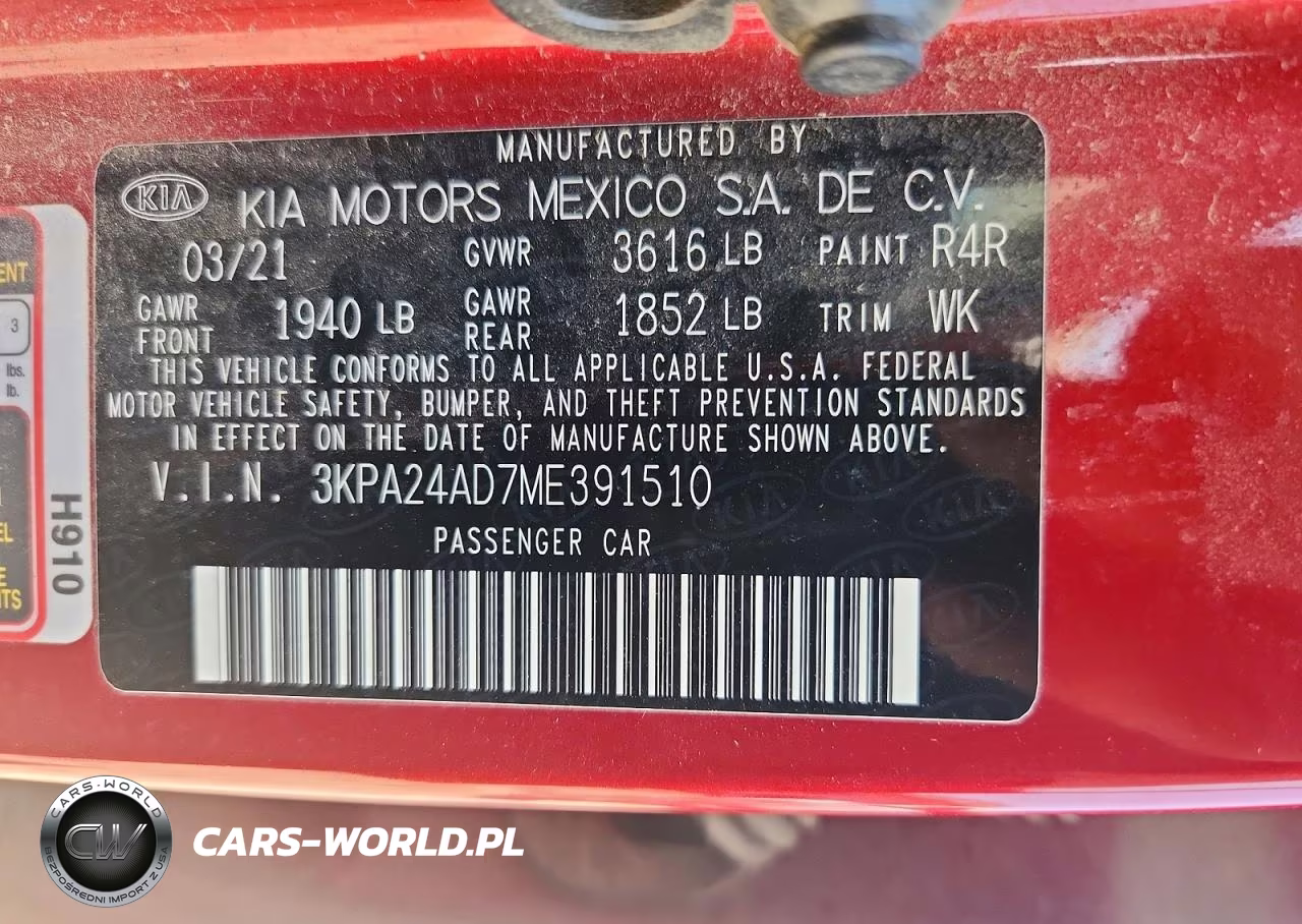 2021 Kia Rio S VIN:3KPA24AD7ME391510 - 12
