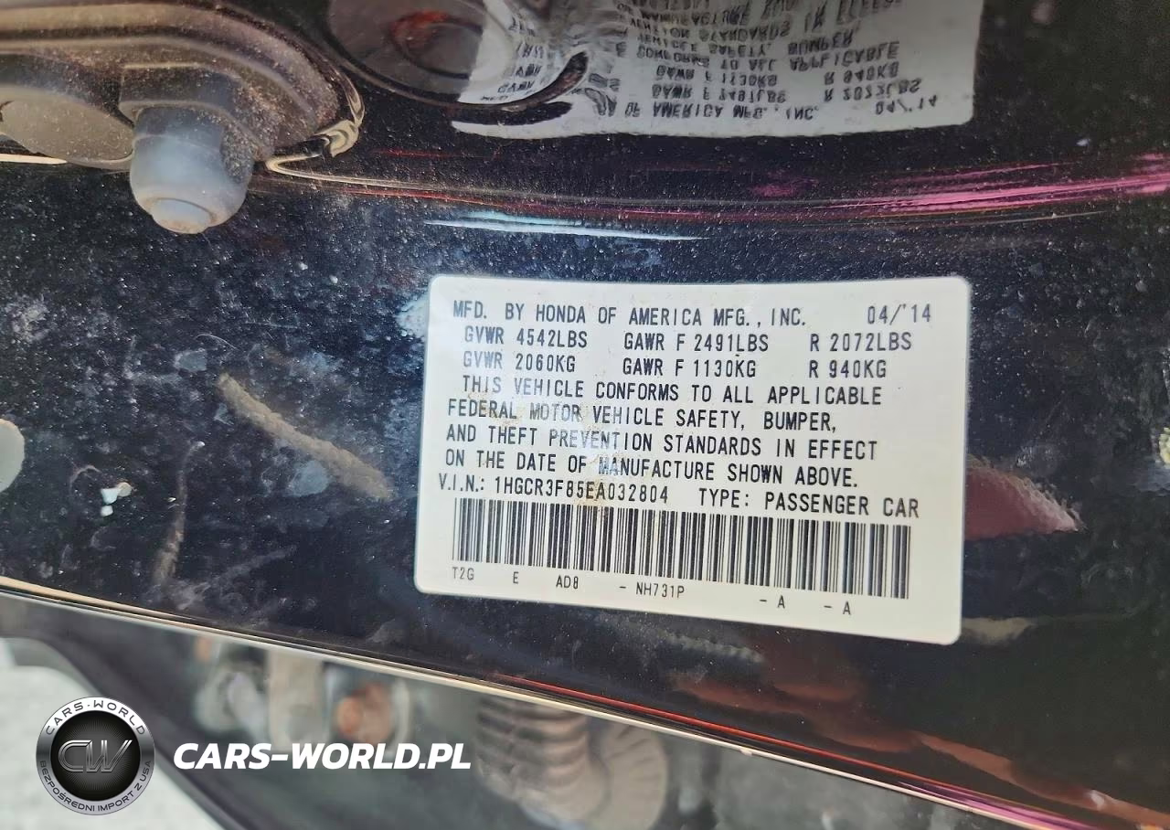 2014 Honda Accord Exl VIN:1HGCR3F85EA032804 - 12