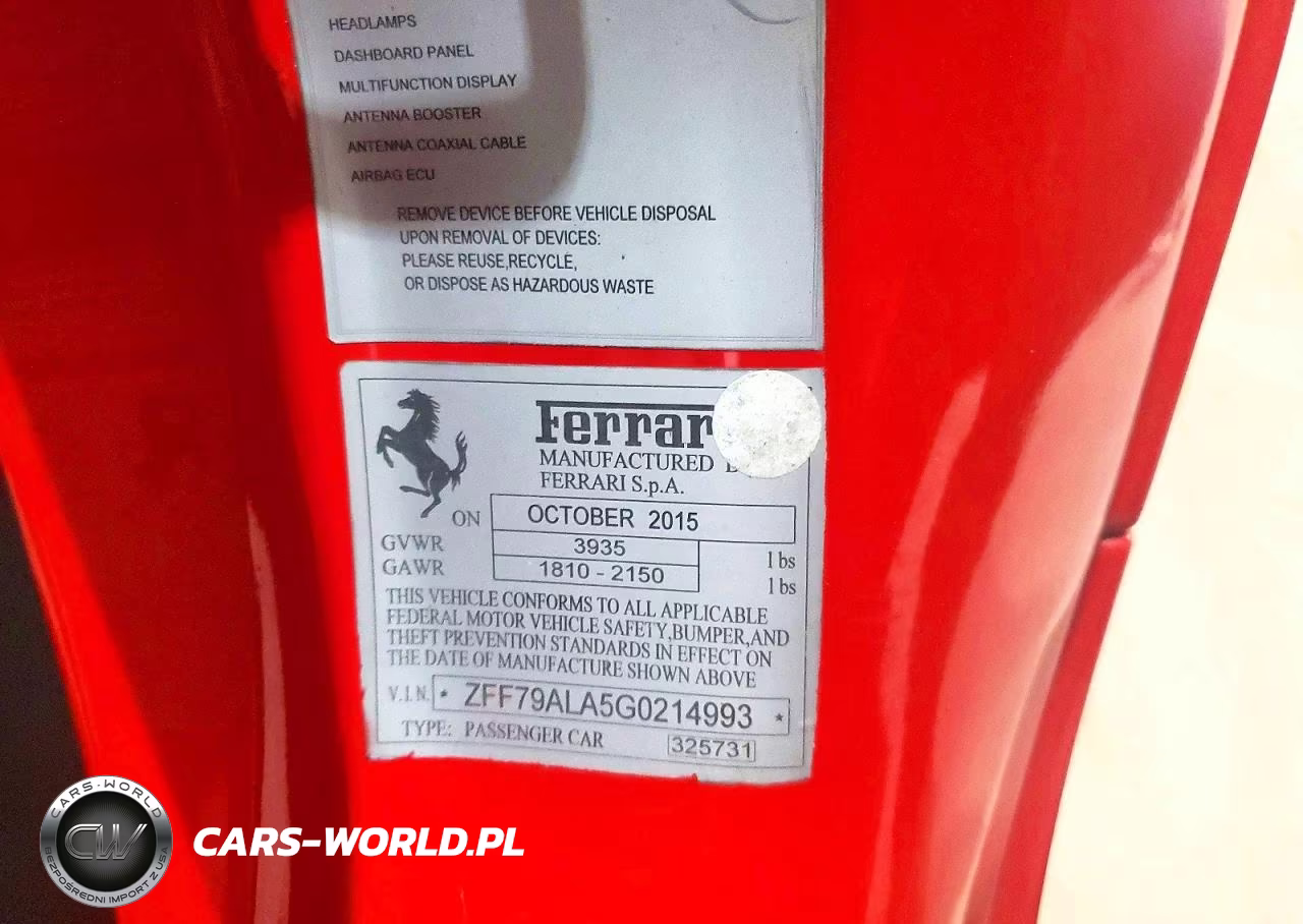2016 FERRARI 488 GTB  VIN:ZFF79ALA5G0214993 - 12