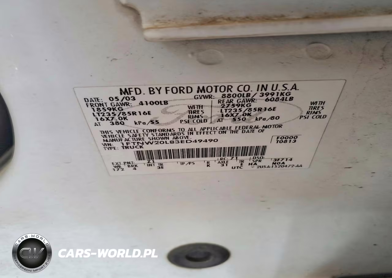 2003 Ford F250 Xlt VIN:1FTNW20L83ED49490 - 13