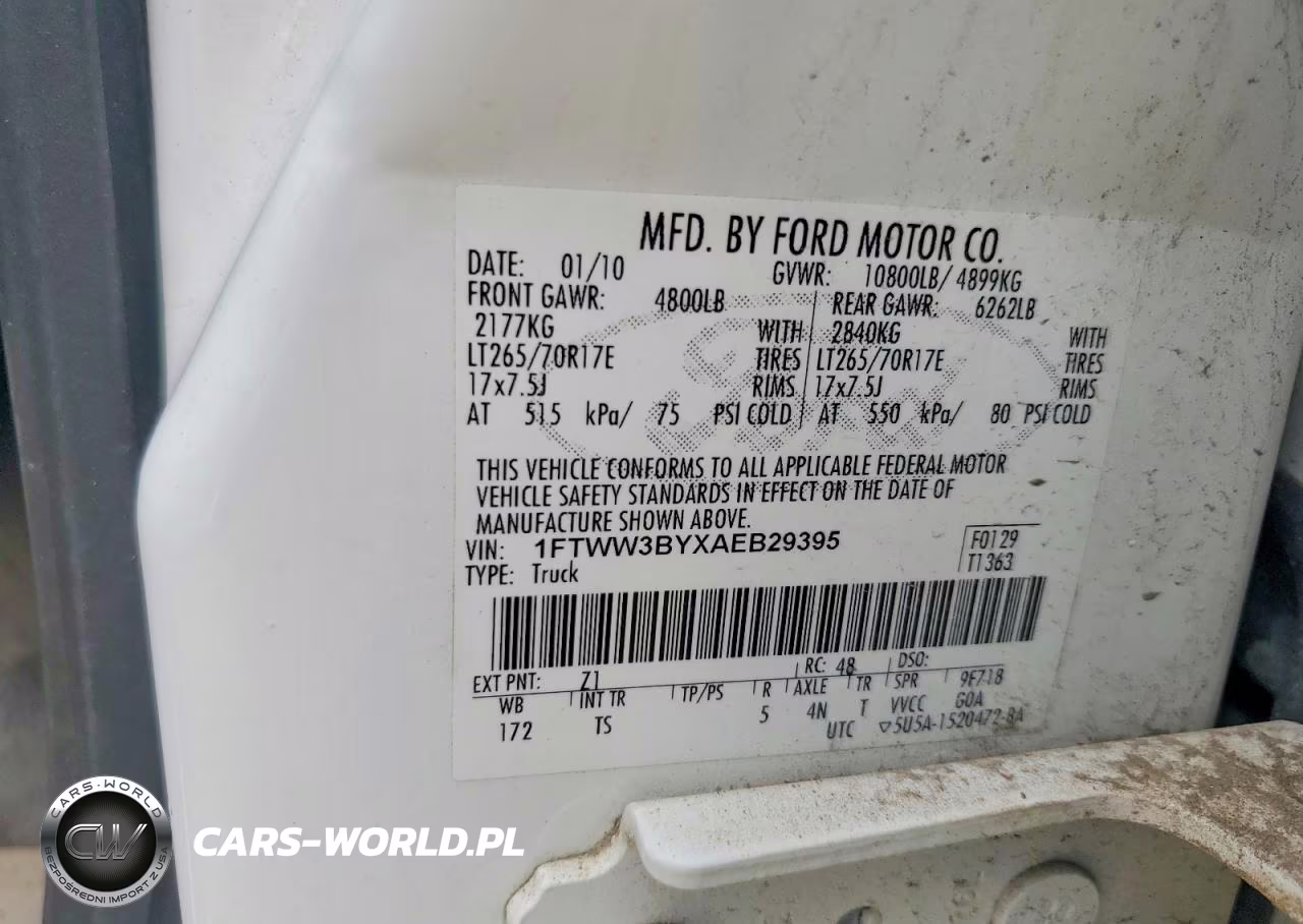 2010 Ford F350 Super Duty VIN:1FTWW3BYXAEB29395 - 12