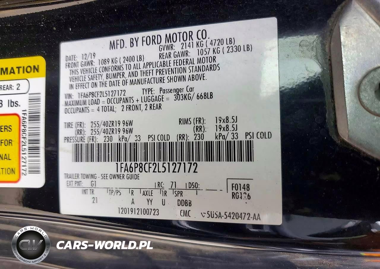 2020 Ford Mustang Gt VIN:1FA6P8CF2L5127172 - 12