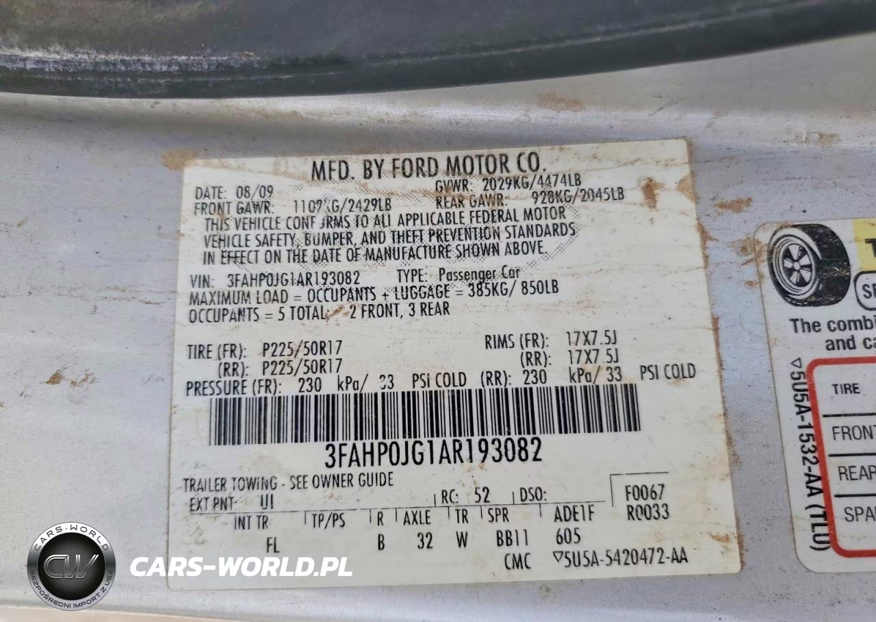 FORD FUSION VIN:3FAHP0JG1AR193082 - 12