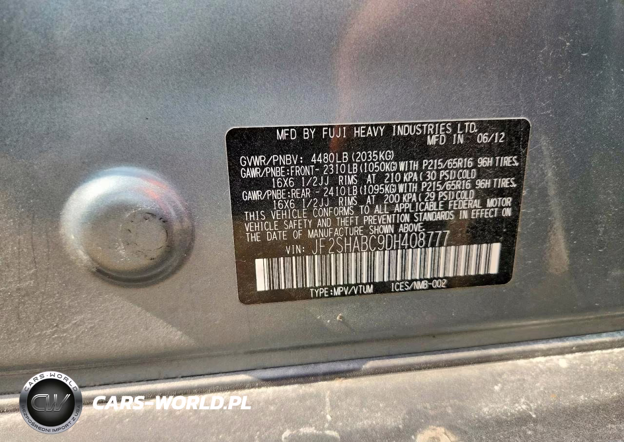 2013 Subaru Forester 2.5X VIN:JF2SHABC9DH408777 - 13
