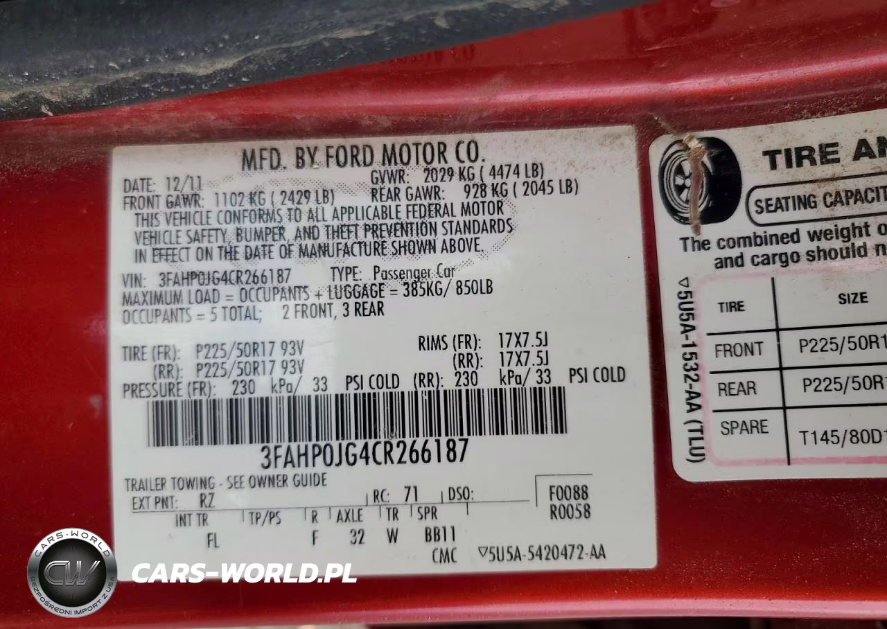 2012 Ford Fusion Sel VIN:3FAHP0JG4CR266187 - 12