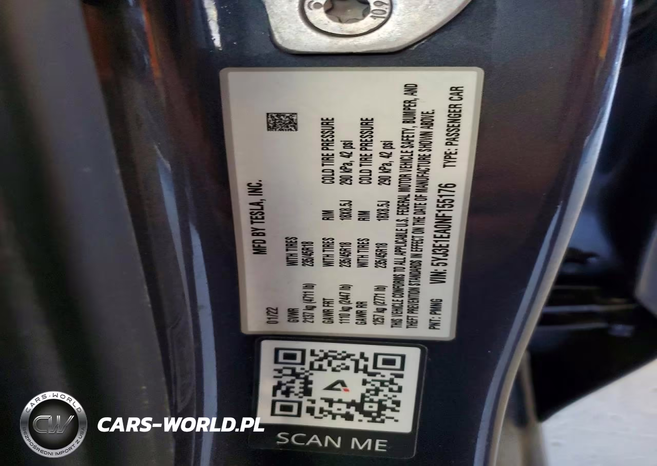 2022 Tesla Model 3 VIN:5YJ3E1EA0NF155176 - 12