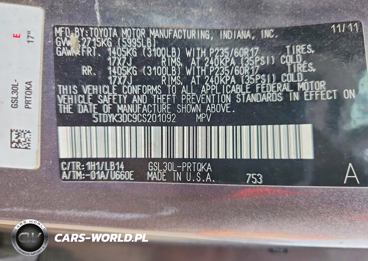2012 Toyota Sienna Xle 8-Passenger VIN:5TDYK3DC9CS201092 - 13