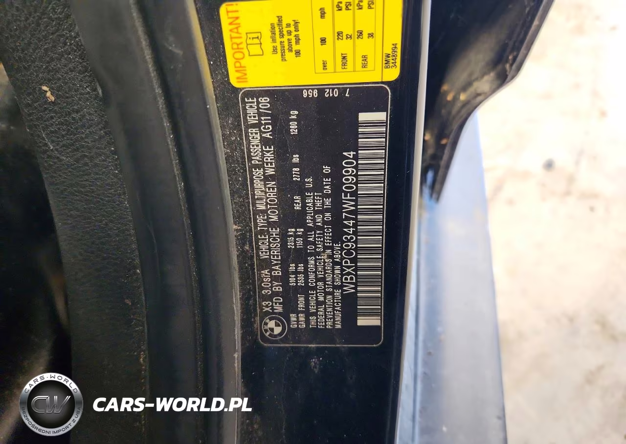 2007 BMW X3 3.0Si VIN:WBXPC93447WF09904 - 13