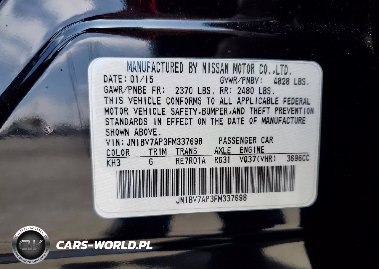 2015 Infiniti Q50 Base VIN:JN1BV7AP3FM337698 - 12