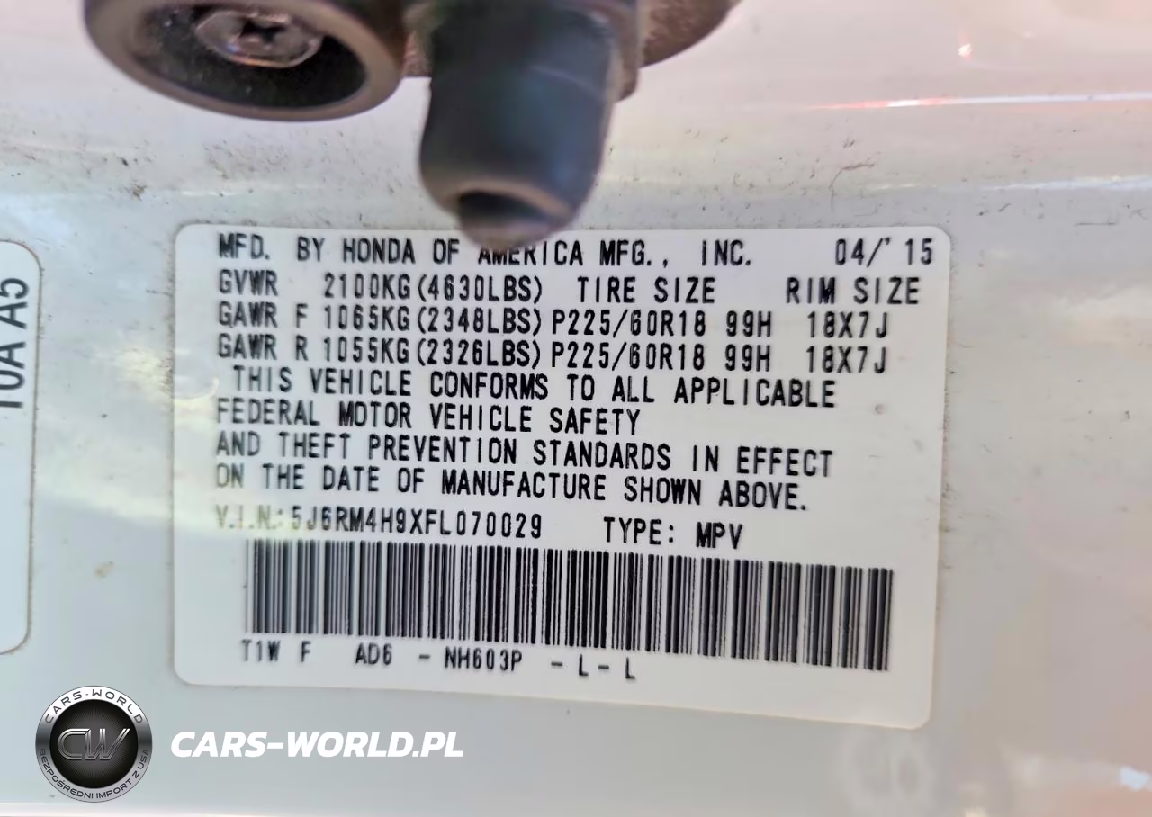 2015 Honda Cr-V Touring VIN:5J6RM4H9XFL070029 - 13