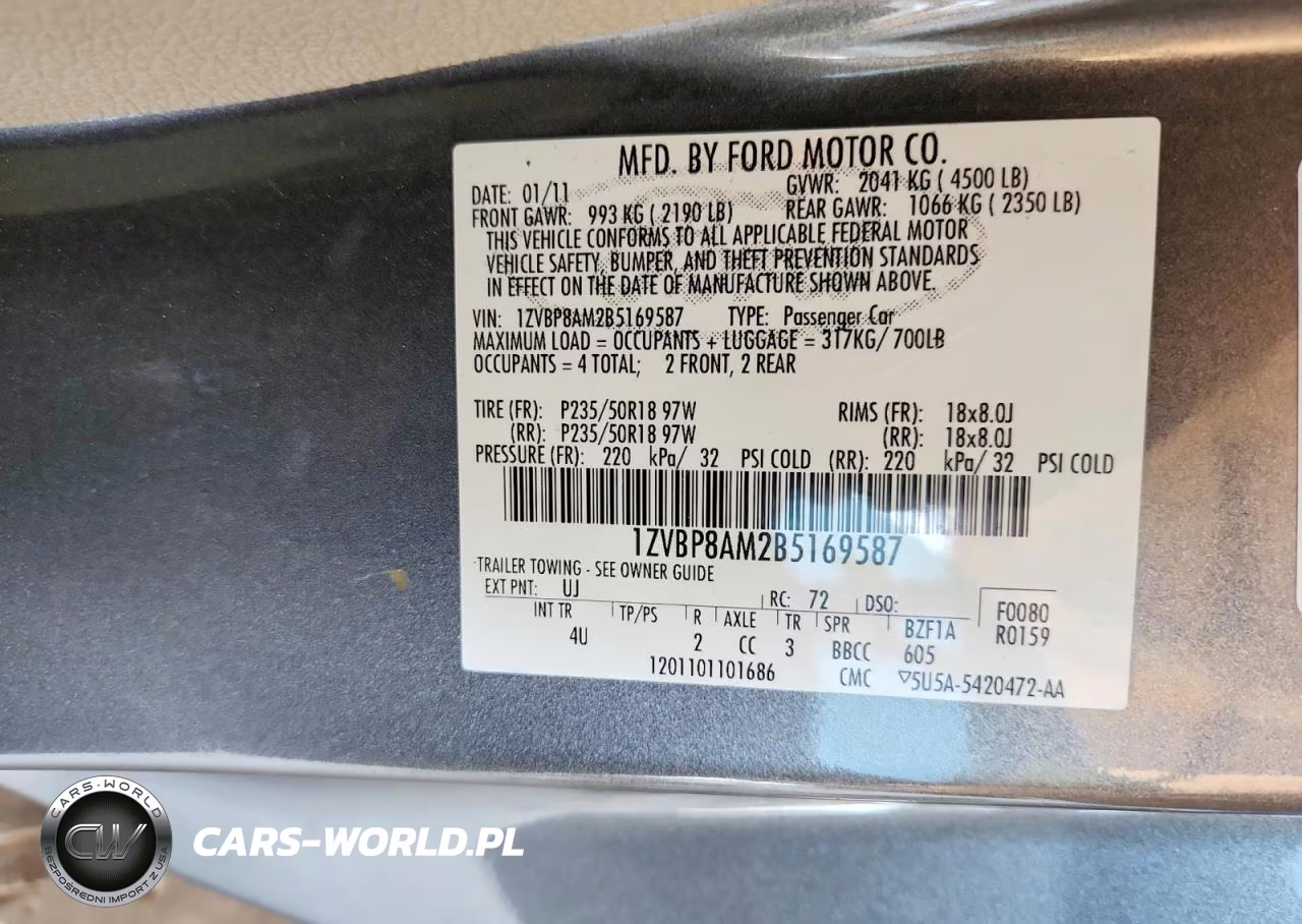2011 Ford Mustang VIN:1ZVBP8AM2B5169587 - 12