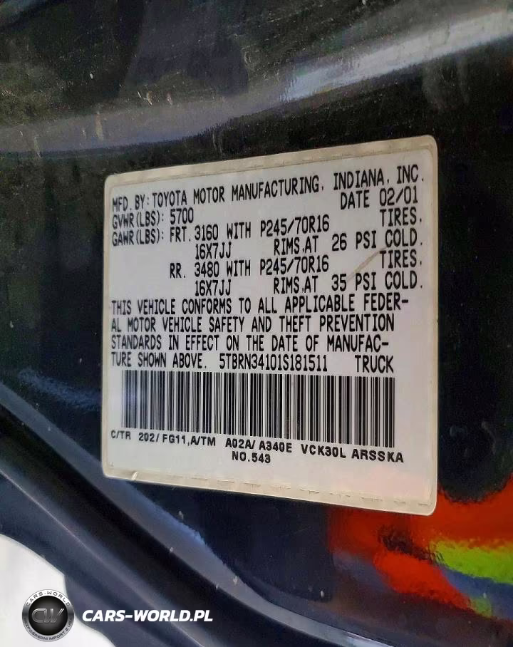 2001 Toyota Tundra Access Cab Sr5 VIN:5TBRN34101S181511 - 12