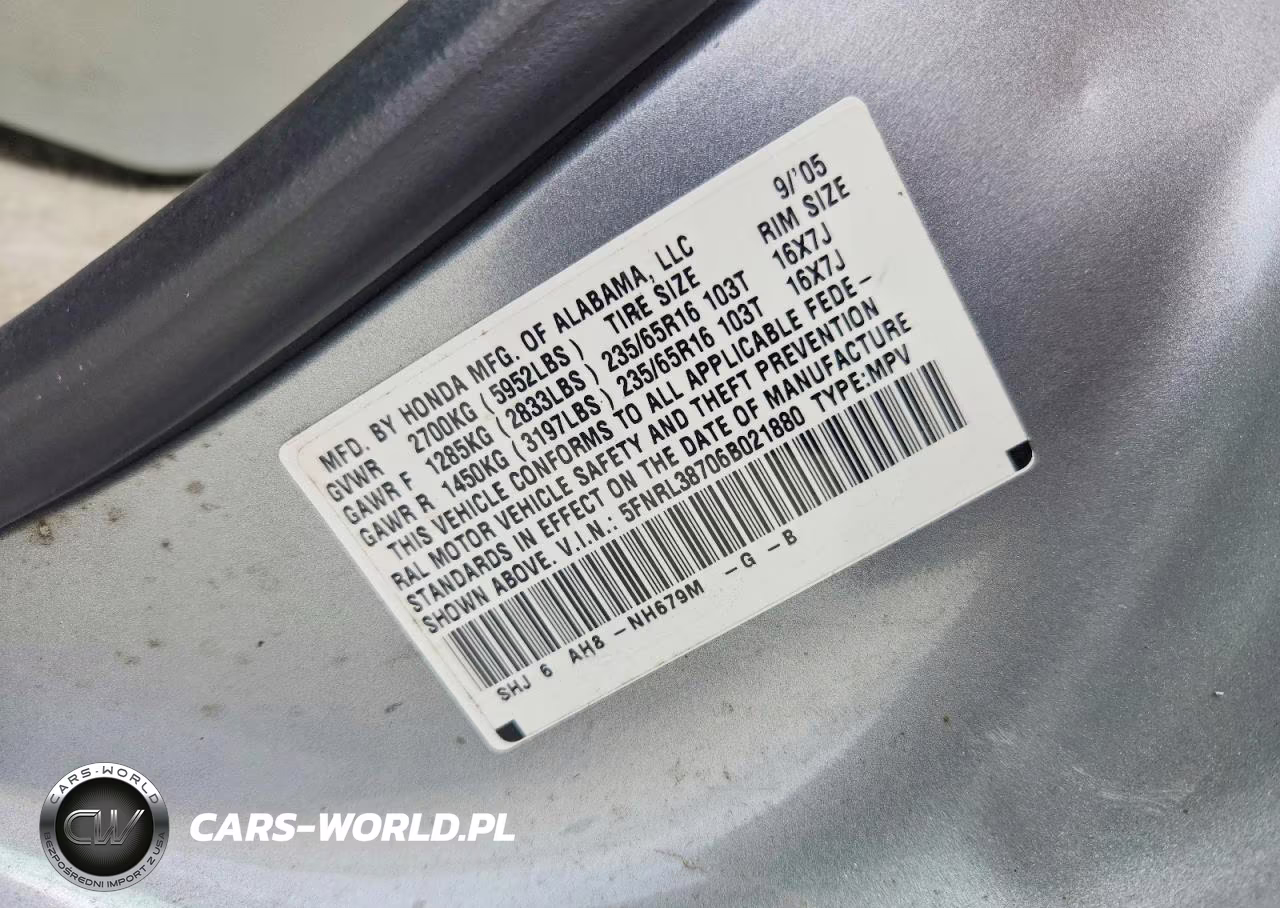 2006 Honda Odyssey Exl VIN:5FNRL38706B021880 - 13