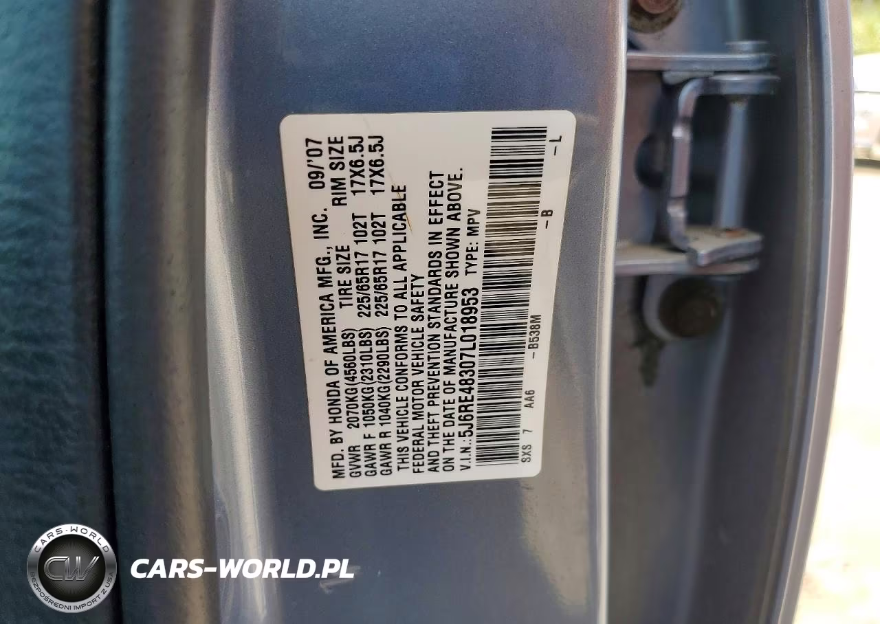 2007 Honda Cr-V Lx VIN:5J6RE48307L018953 - 13