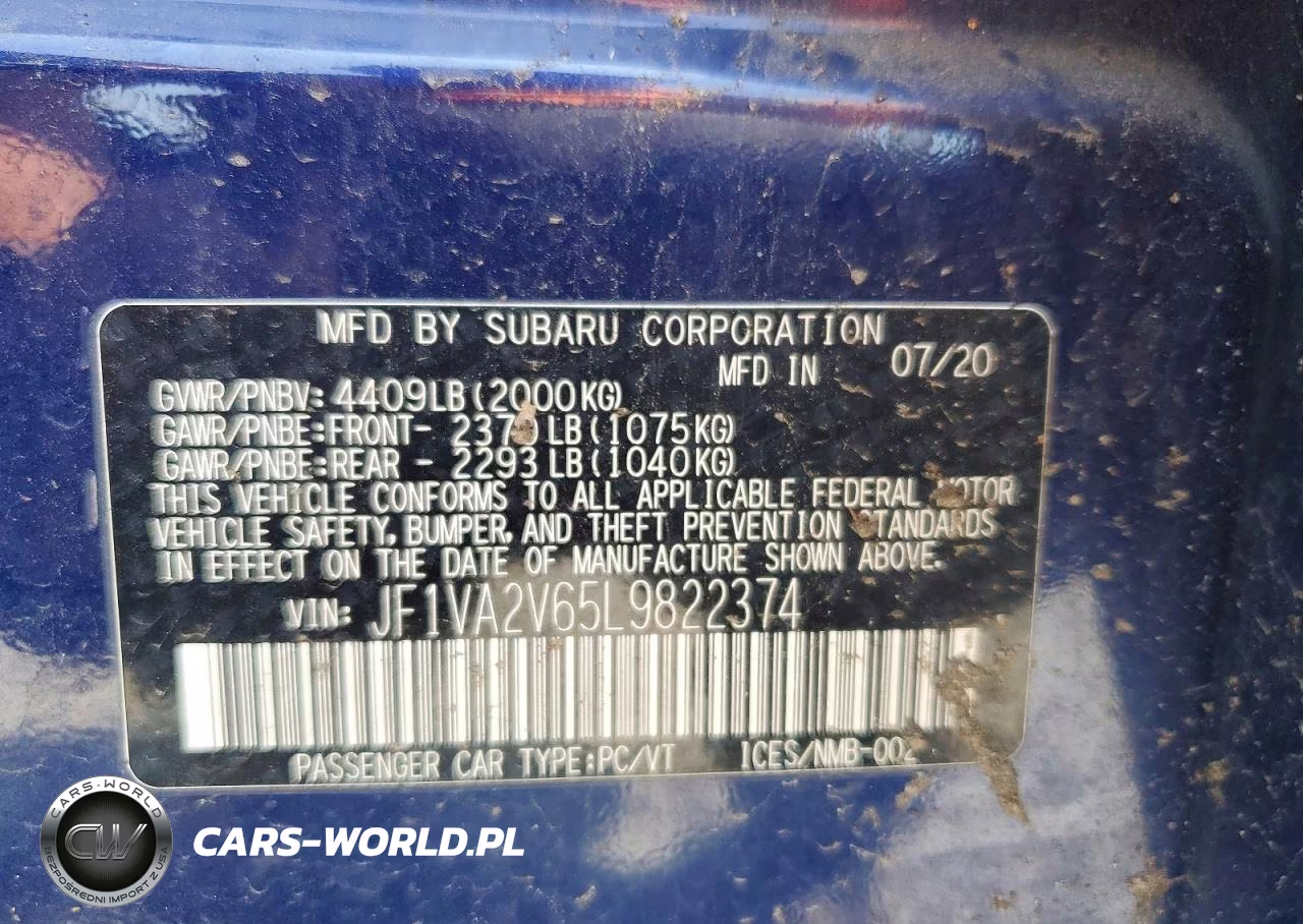 2020 Subaru Wrx Sti Limited VIN:JF1VA2V65L9822374 - 12