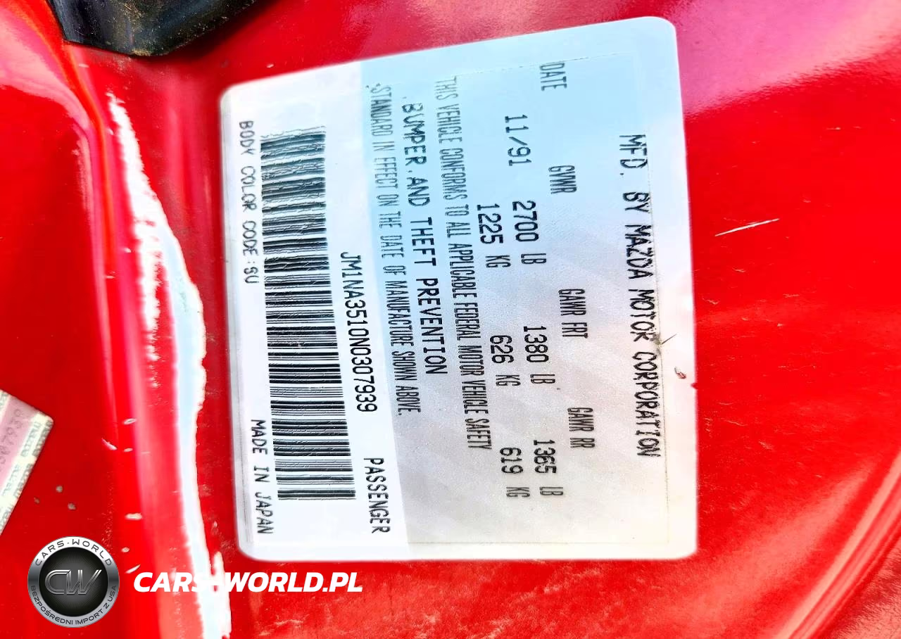 1992 Mazda Mx-5 Miata VIN:JM1NA3510N0307939 - 12