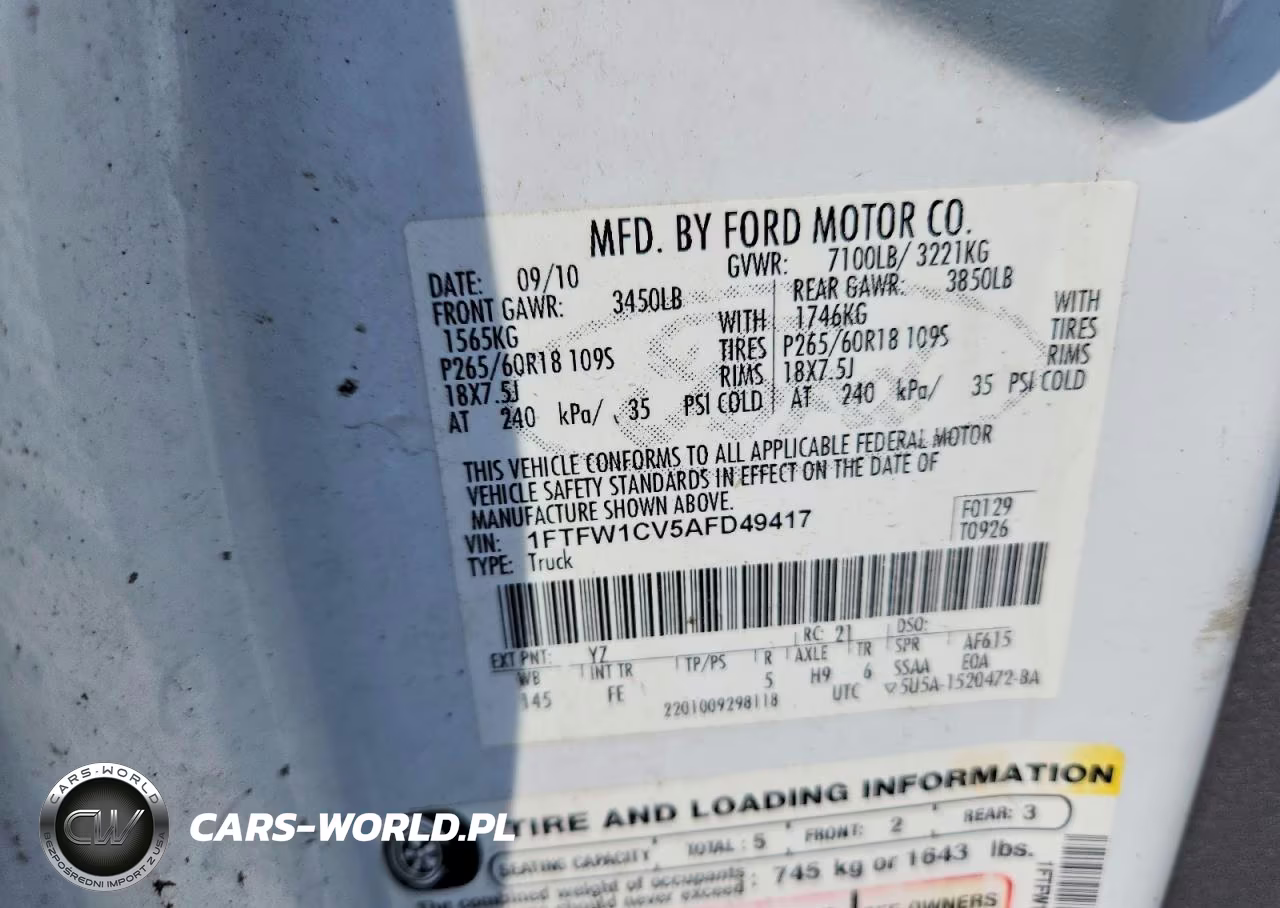 2010 Ford F150 Supercrew VIN:1FTFW1CV5AFD49417 - 12