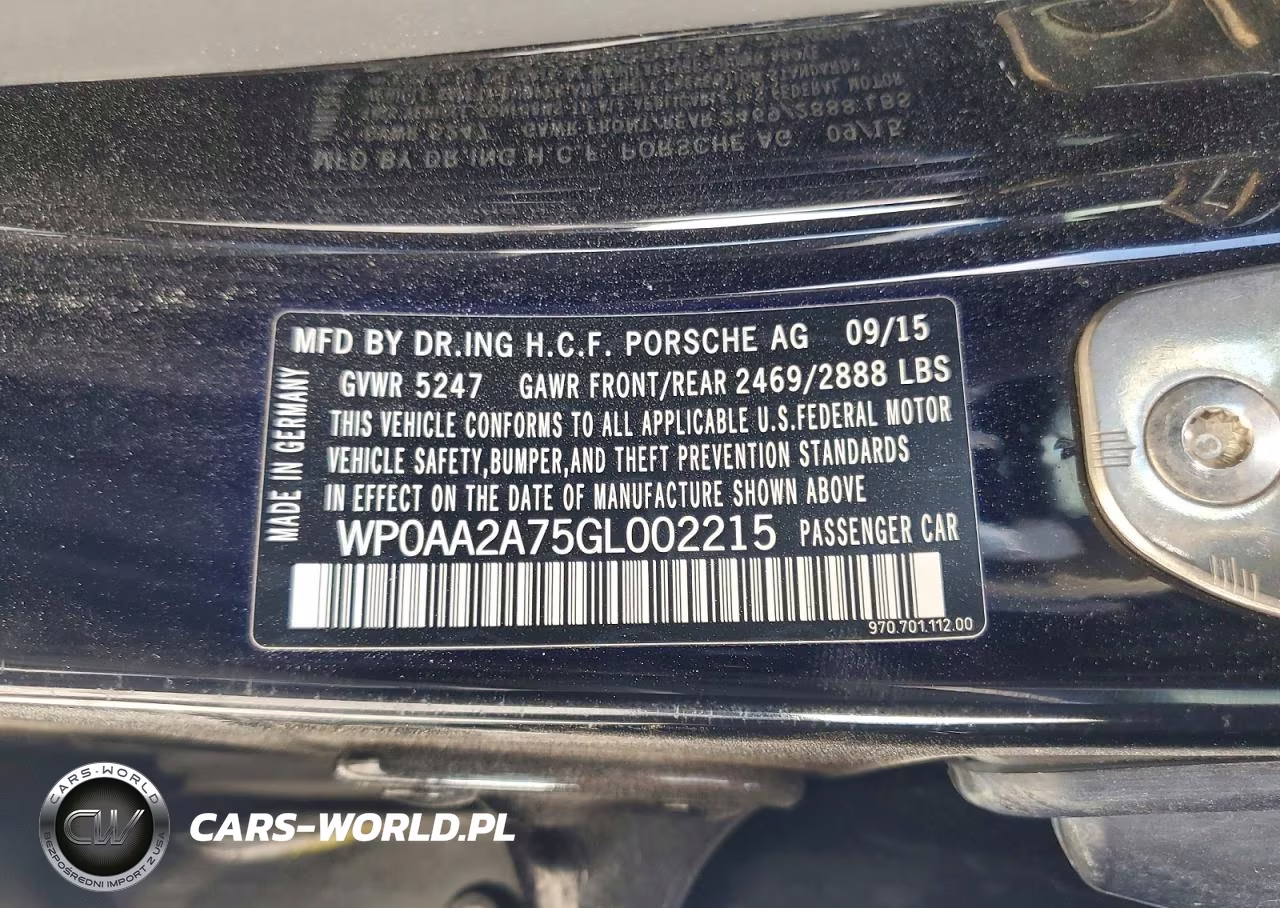 2016 Porsche Panamera 2 VIN:WP0AA2A75GL002215 - 12