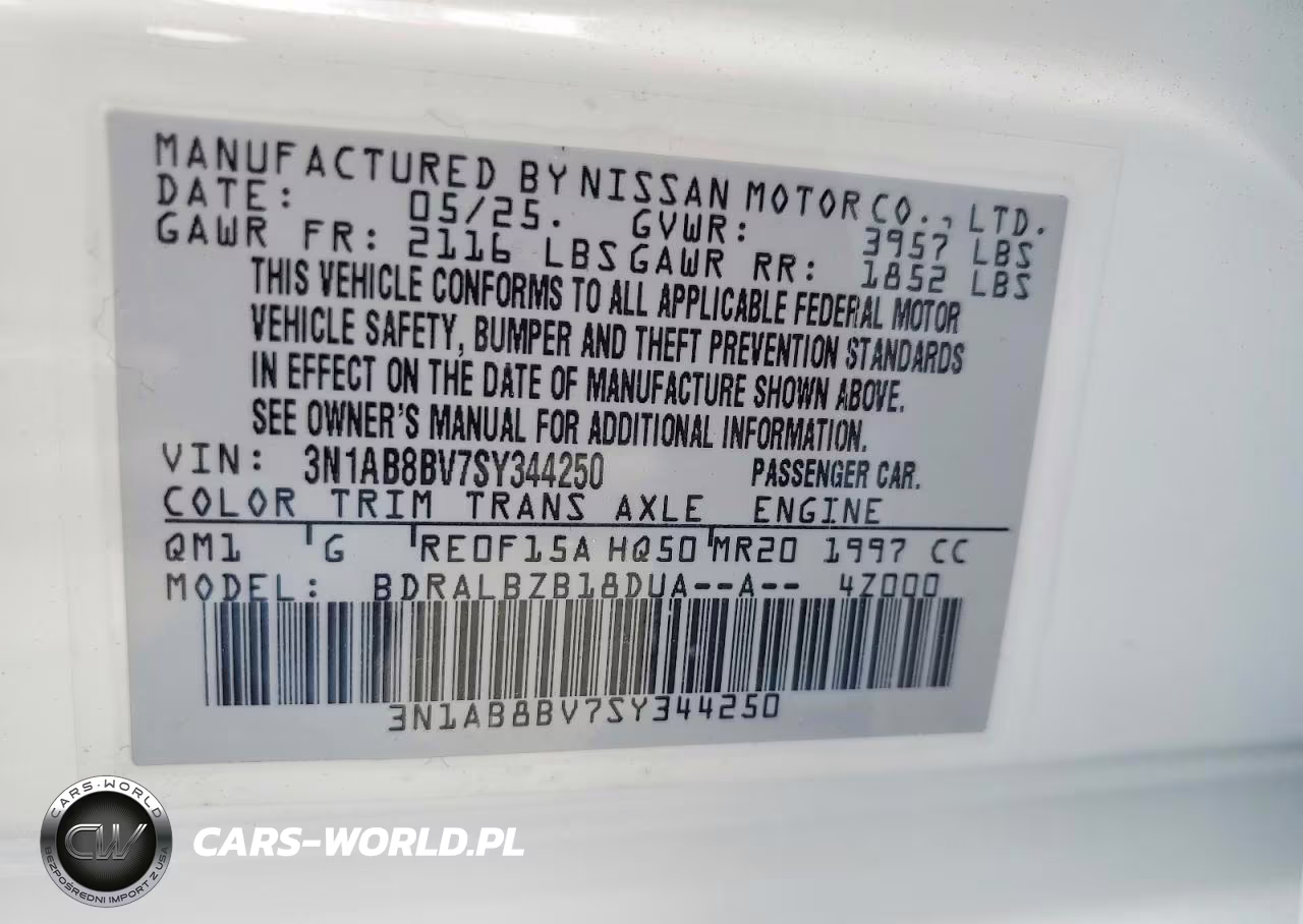 2025 Nissan Sentra S VIN:3N1AB8BV7SY344250 - 12