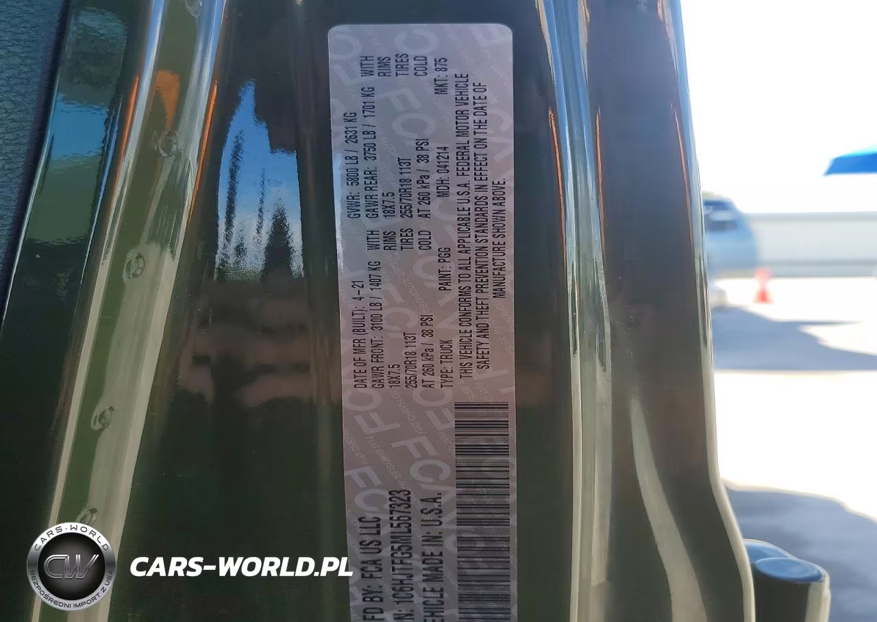 2021 Jeep Gladiator Overland VIN:1C6HJTFG5ML567323 - 13