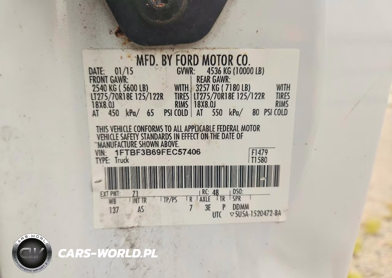2015 Ford F350 Super Duty VIN:1FTBF3B69FEC57406 - 12