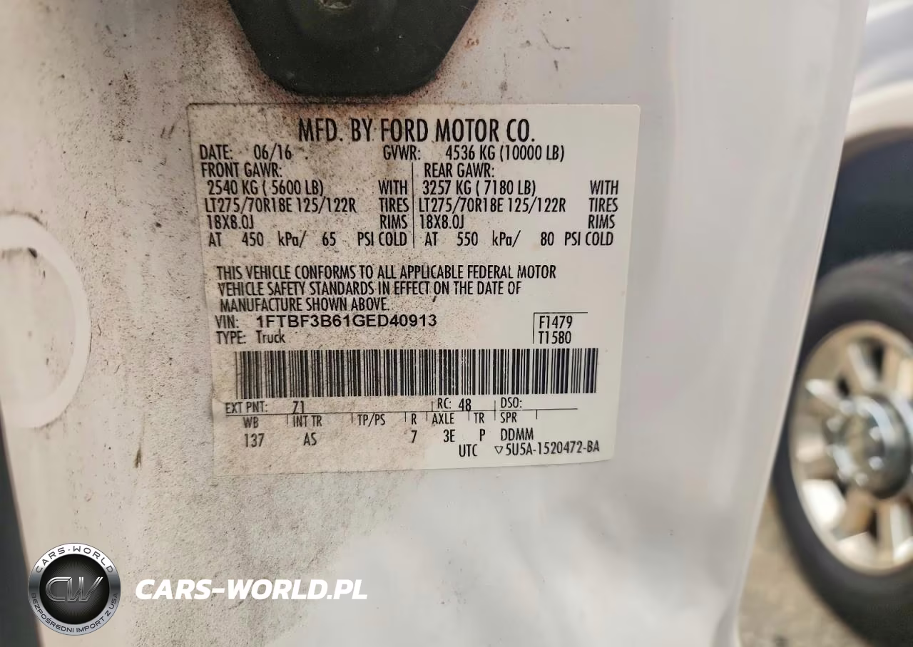 2016 Ford F350 Super Duty VIN:1FTBF3B61GED40913 - 13