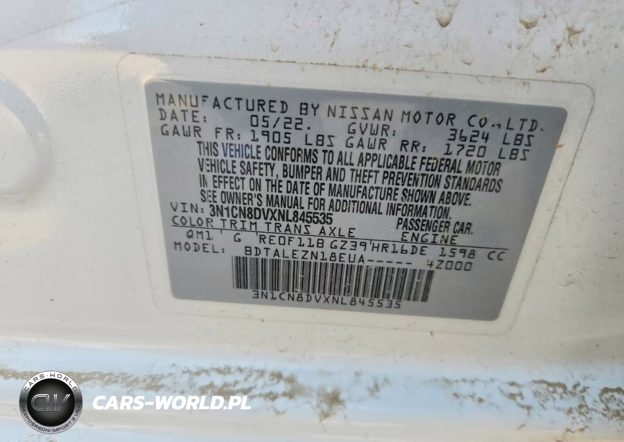2022 Nissan Versa S VIN:3N1CN8DVXNL845535 - 12