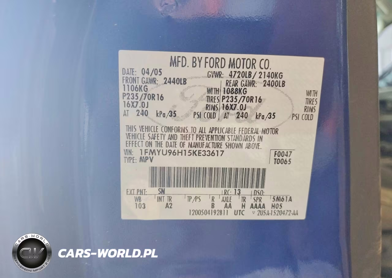 2005 Ford Escape Hev VIN:1FMYU96H15KE33617 - 13