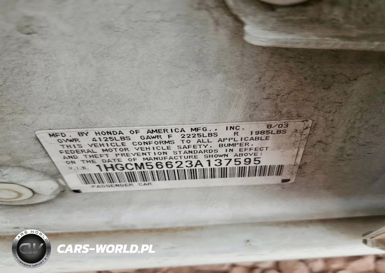 2003 Honda Accord Ex VIN:1HGCM56623A137595 - 12