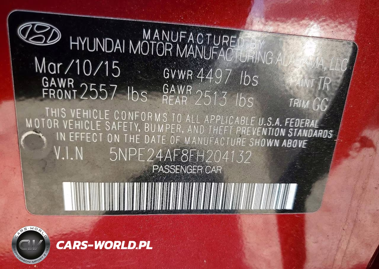 2015 Hyundai Sonata Se VIN:5NPE24AF8FH204132 - 12