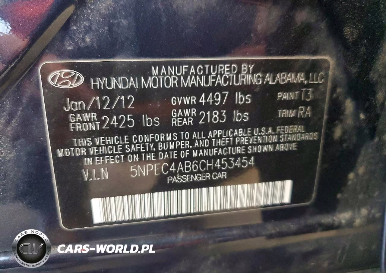 2012 Hyundai Sonata Limited 2.0T VIN:5NPEC4AB6CH453454 - 12