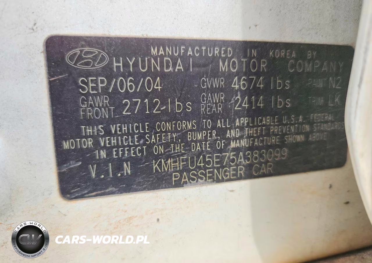 2005 Hyundai Xg 350 VIN:KMHFU45E75A383099 - 12
