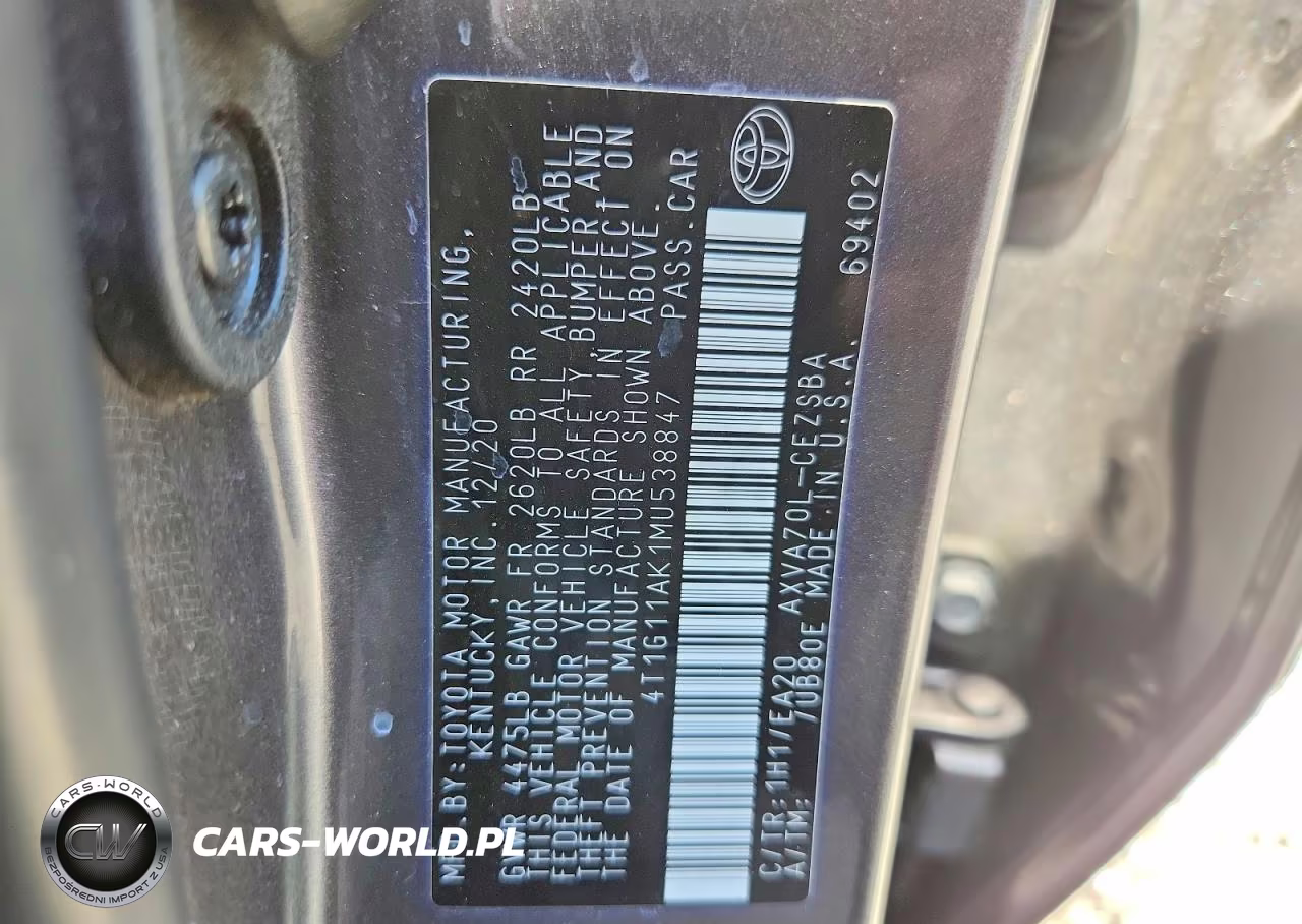 2021 Toyota Camry Se VIN:4T1G11AK1MU538847 - 13