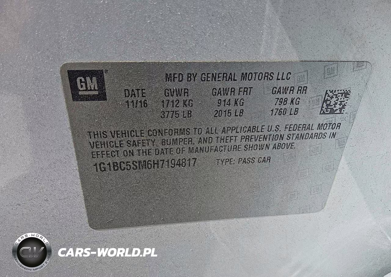 2017 Chevrolet Cruze Ls VIN:1G1BC5SM6H7194817 - 12