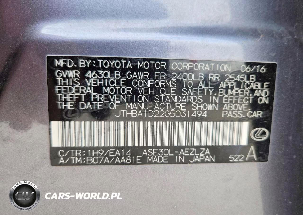 2016 Lexus Is 200T VIN:JTHBA1D22G5031494 - 12