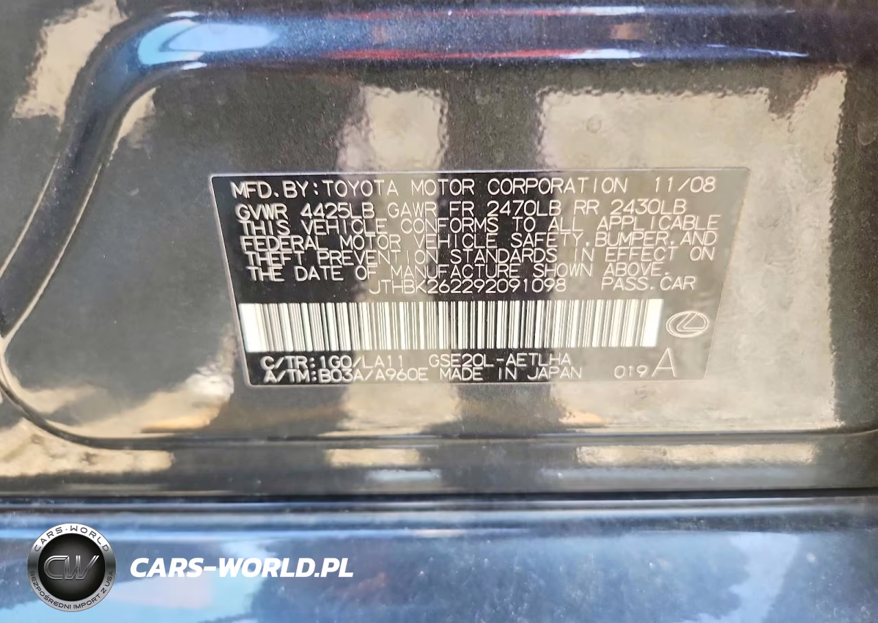 2009 Lexus Is 250 VIN:JTHBK262292091098 - 12