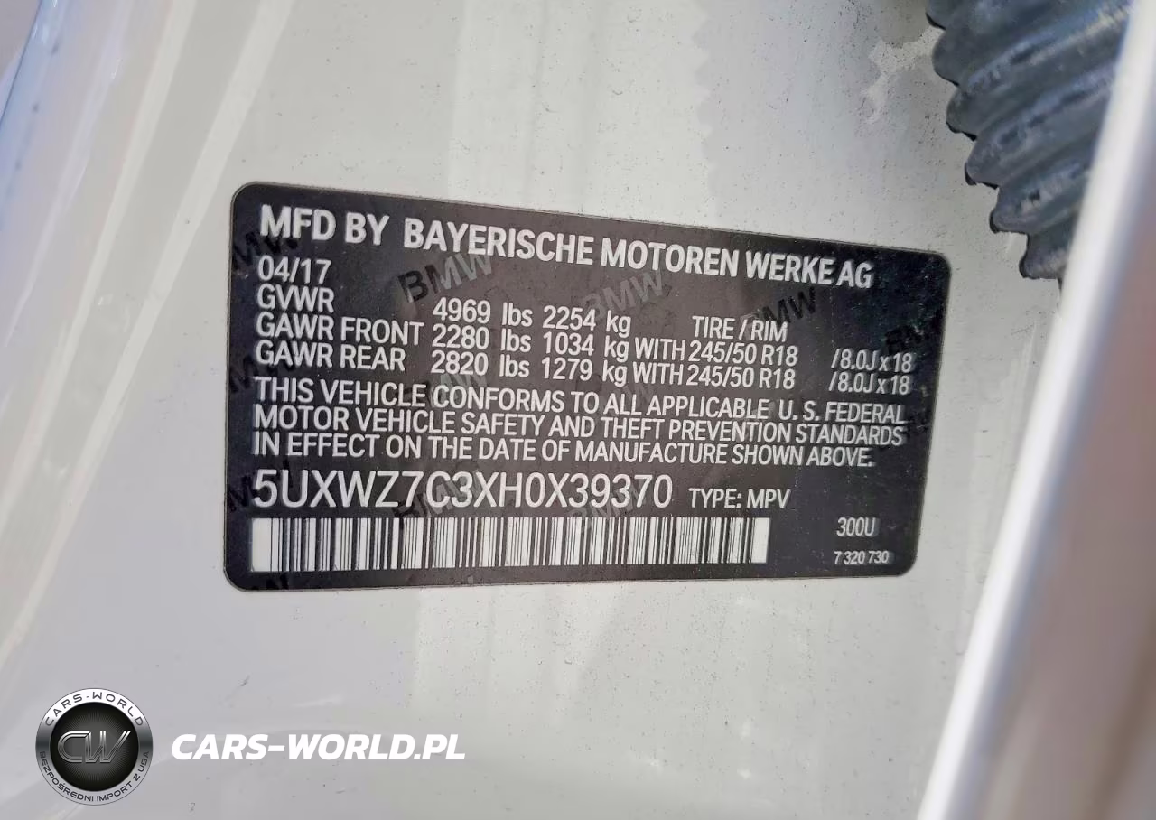 2017 BMW X3 Sdrive28I VIN:5UXWZ7C3XH0X39370 - 13