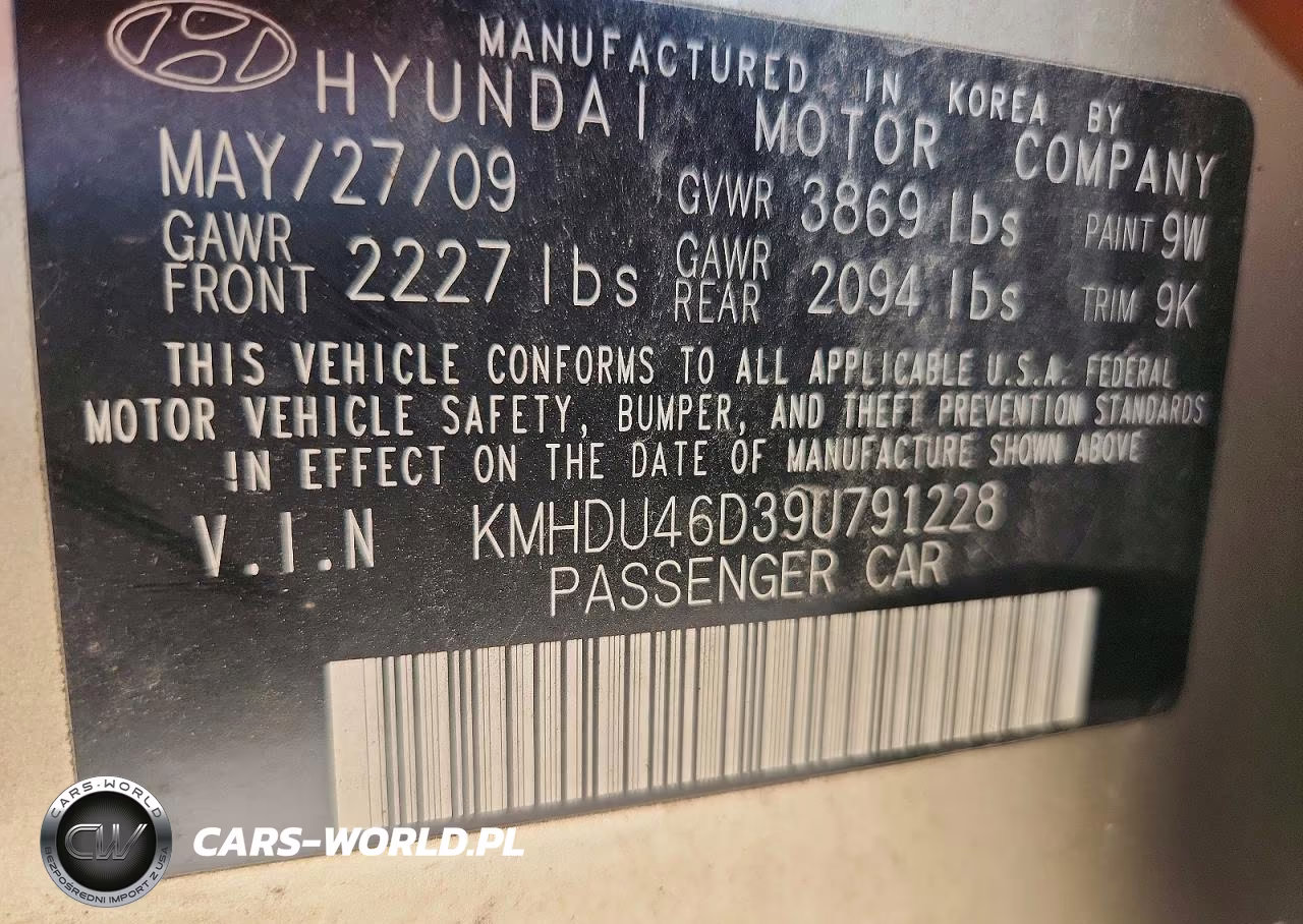 2009 Hyundai Elantra Gls VIN:KMHDU46D39U791228 - 12