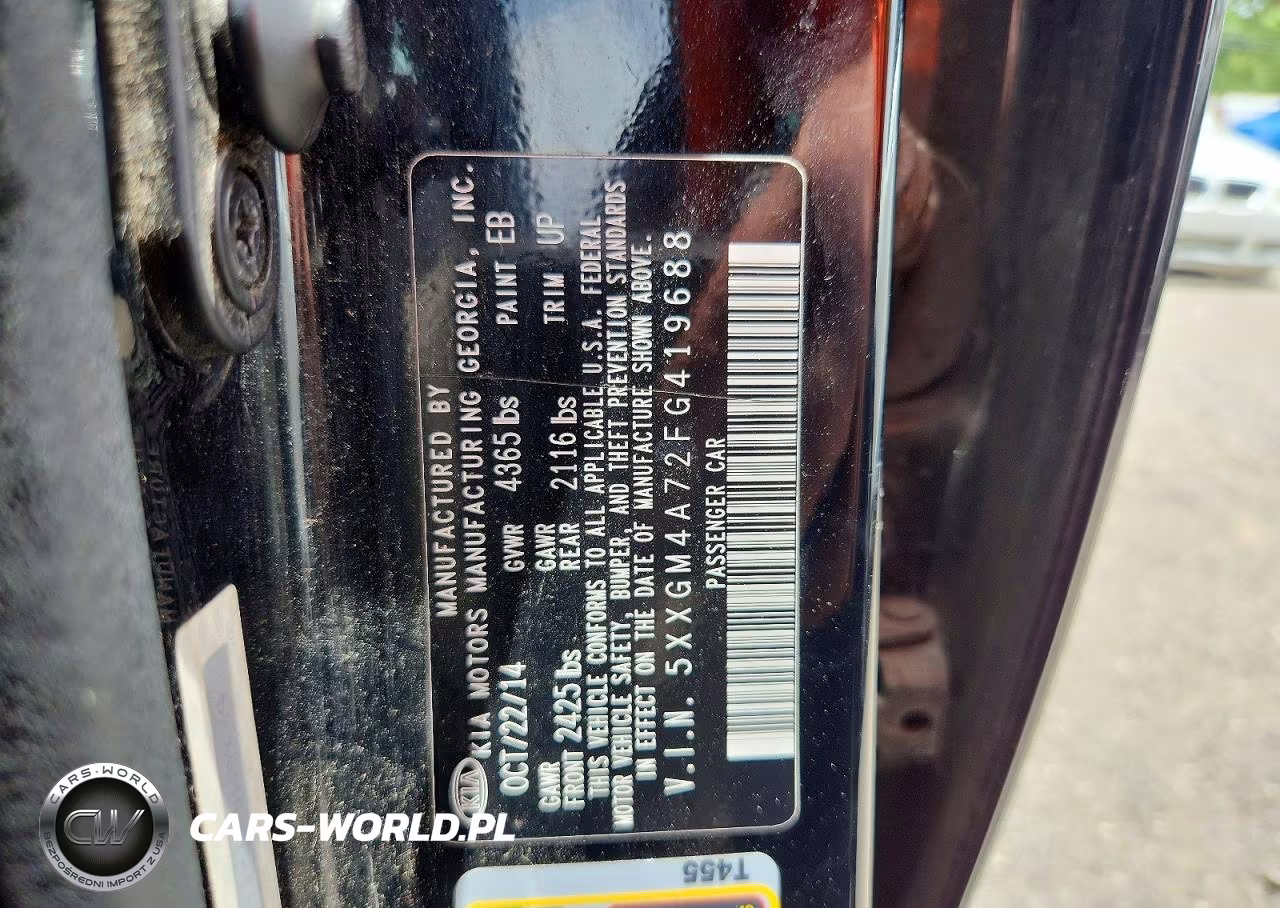 2015 Kia Optima Lx VIN:5XXGM4A72FG419688 - 12