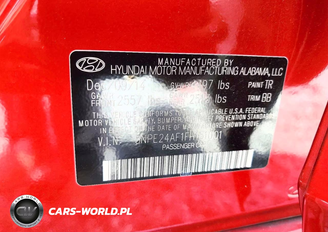 2015 Hyundai Sonata Se VIN:5NPE24AF1FH151001 - 12